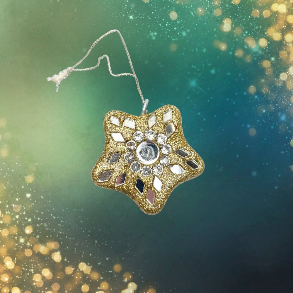 Vintage Mirrored Gold Star Ornament